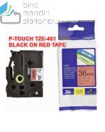 Brosur gambar alat tulis sekolah P-touch Tape Brother TZE-461 Black on Red 36mm